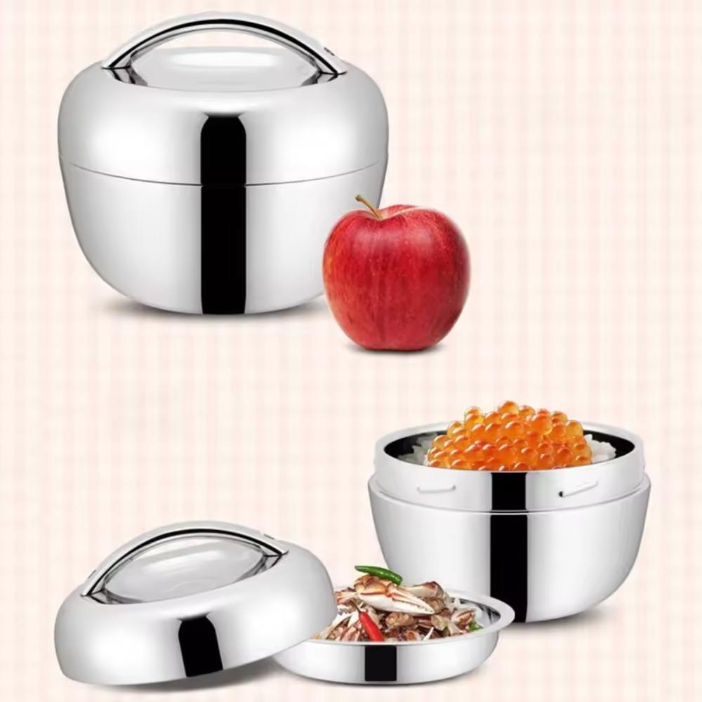 Thermobehälter aus Edelstahl, doppelwandig, Lebensmittelaufbewahrungsbehälter, isolierte Schüssel, Picknick