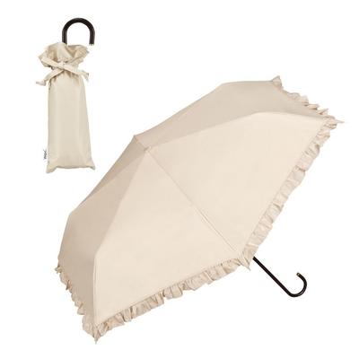 Wpc. Parasol Women's Folding Umbrella UV Protection Classic Frill 100% UV Cut Rain or Shine 801-17505-102 Beige 50cm