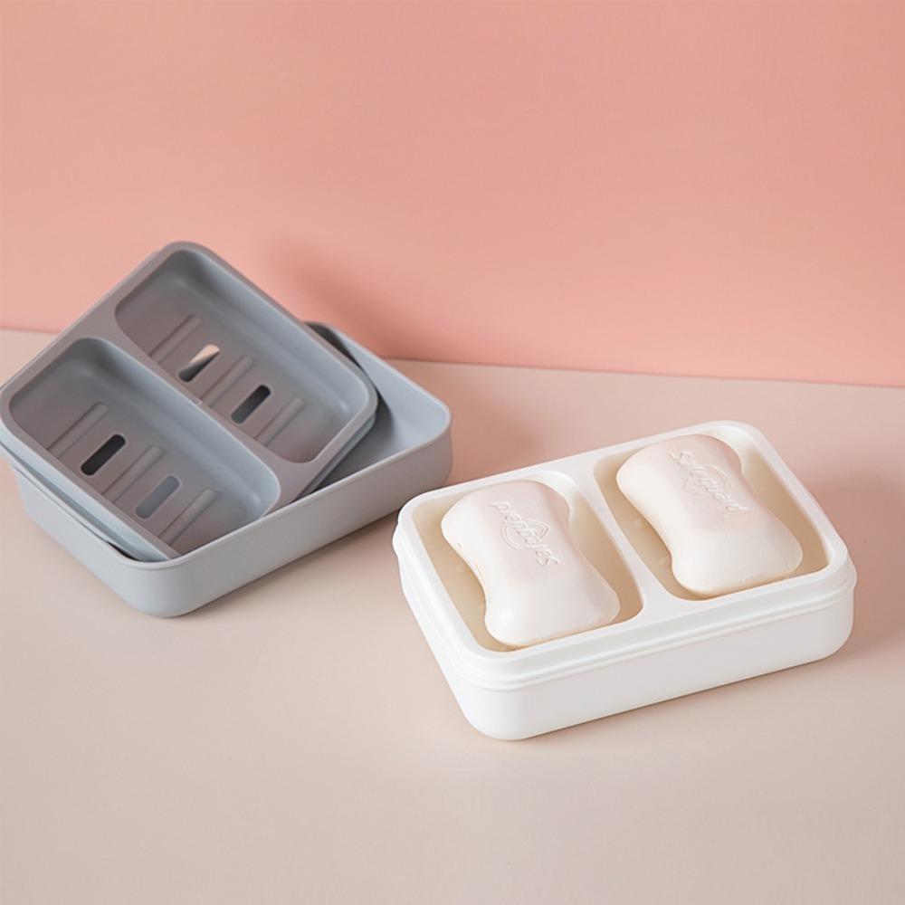 

2 Pcs 2 Colours Soap Dish Rectangle Soap Holder Easy To Use Bar Soap Holder Bathroom сірий