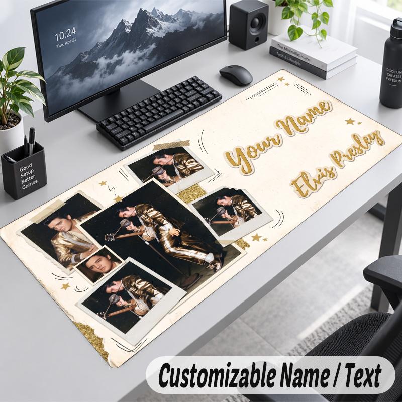 Elvis Presley Personalized Large Mouse Pad Custom Name Text Extended Desk Mat Gaming Mousepad