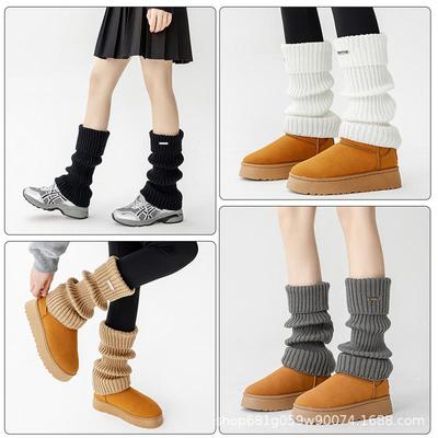 Y2K Spicy Girl Metal Label Scrunch Leg Warmers - Thick Autumn Winter Calf Socks with Boots