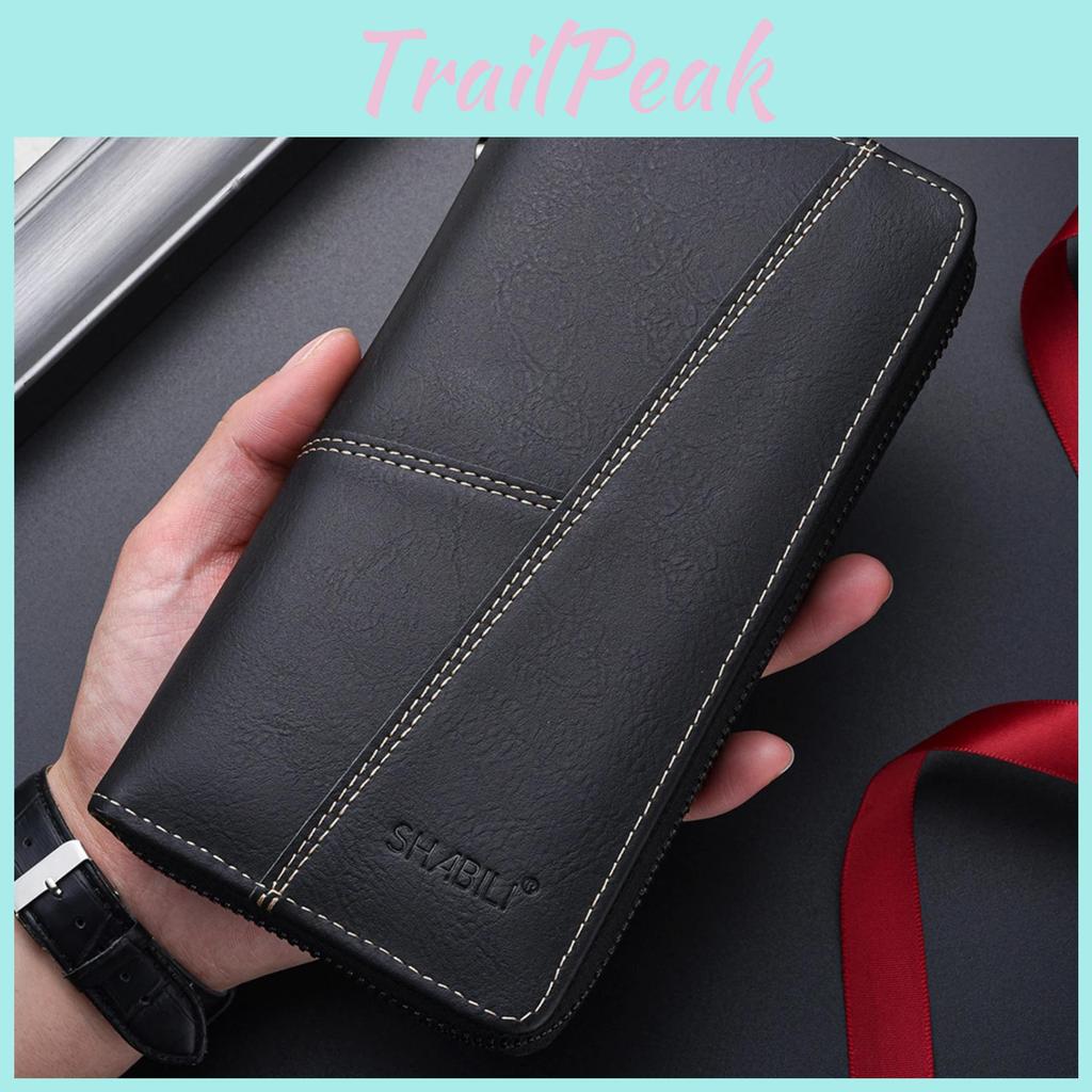 Fashion Men Long Leather Wallets Design Causal Purses Male Zipper Wallet Coin Card Holders Slim Money Bag High Capacity Credit Case