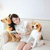 Cute Sitting Dog Plush Soft Stuffed Animal Fluffy Toy Kids Accompany Toy Throw Pillow Decorative