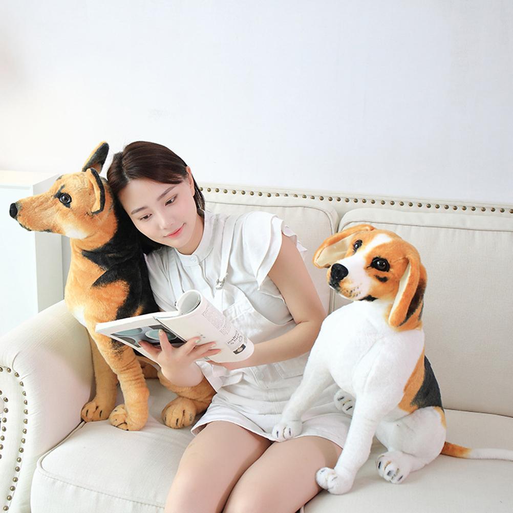 Cute Sitting Dog Plush Soft Stuffed Animal Fluffy Toy Kids Accompany Toy Throw Pillow Decorative
