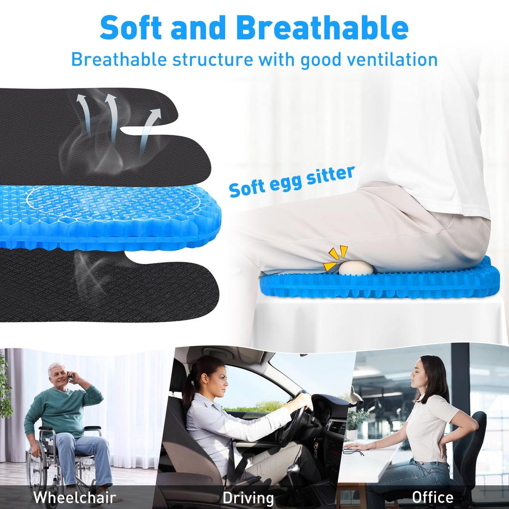 TITIROBA Gel Zero Honeycomb Flott for Respekt for Eldre Arbeid Hjemmefra Trekk 22FC018 Pute, Ergonomisk, Tyngdekraft, Struktur, Ikke-Klam, Dag,
