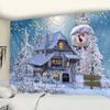 Crystal Christmas Tree Tapestry Xmas Art Wall Hanging Tapestry Christmas Lighthouse Snowflake Home Room Decoration Gift