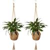 2 Buc. Coș Suspendat Plantă Macrame Handmade Suport Plantă Ghiveci Agățătoare Decor de Perete Curte Grădină Agățătoare Plantă