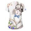 Women's Short-Sleeved V-neck Easter Print Pocket Carer Top