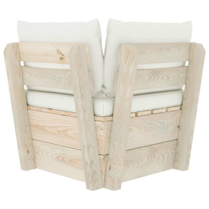 Canapé d'angle - vidaXL - Palette de jardin - Épicéa imprégné - 4 personnes - Coussins inclus