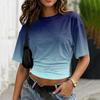 Women’s Crew Neck Pullover Printed Short Sleeve T Shirt Loose Fit Casual Top Gradient Design Soft Fabric Comfortable Wear