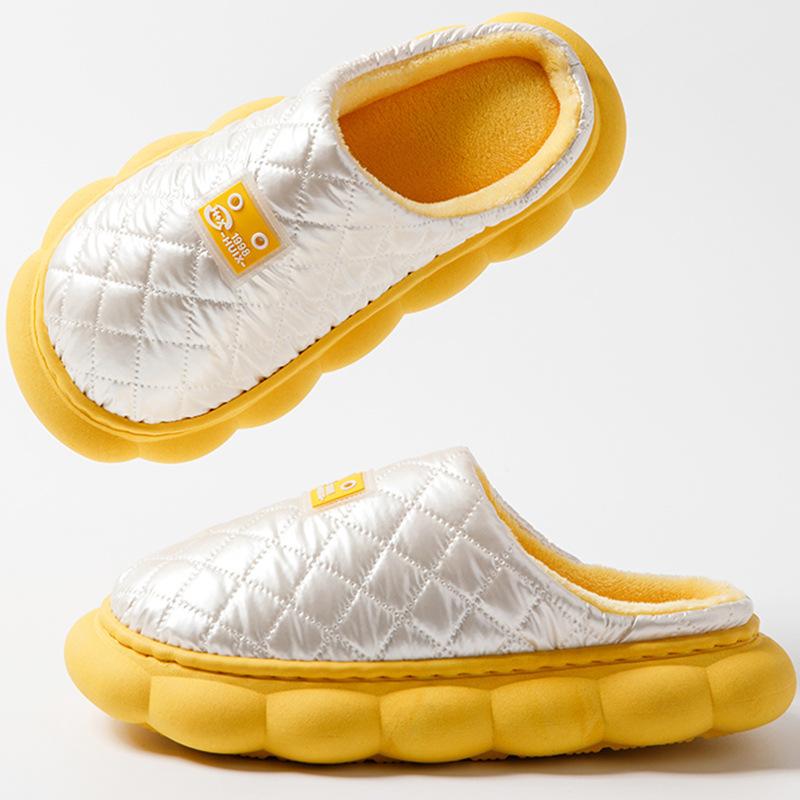 

Унисекс осень-зима толстые домашние хлопковые тапочки мужские повседневные бархатные меховые хлопковые туфли теплые нескользящие водонепроницаемые тапочки для пар 36-41 36-37(one size smaller) жёлтый