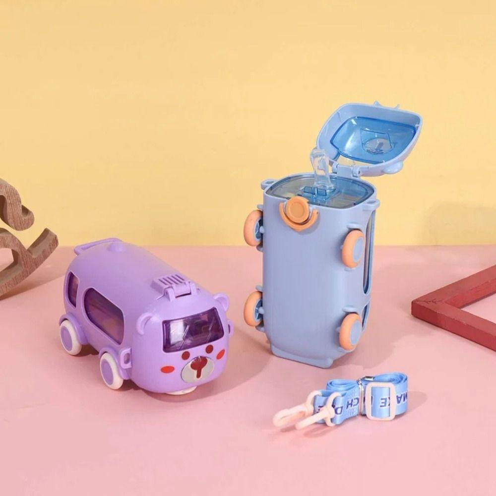 500ml Bus Plastic Water Bottle Cartoon Children Water Jug Car Bear Design Water Cup  Home Use
