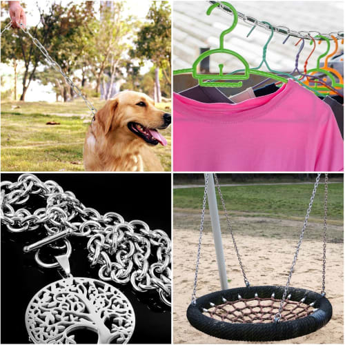 Yanuki Stainless Steel Chain, 2mm Wire Diameter, 10m Length, SUS304 Stainless Steel Link Chain, Parking Lot Security, Anti-Theft, Utility Chain, Pet P