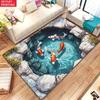 Modern Japanese Koi Carpet Natural Style Farmhouse Floor Mat River Stones Design Green Orange Floor Mat Living Room Home Decor
