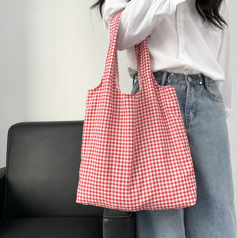 Retro Polka Dot Versatile Casual Tote Large Capacity Shoulder Canvas Bag