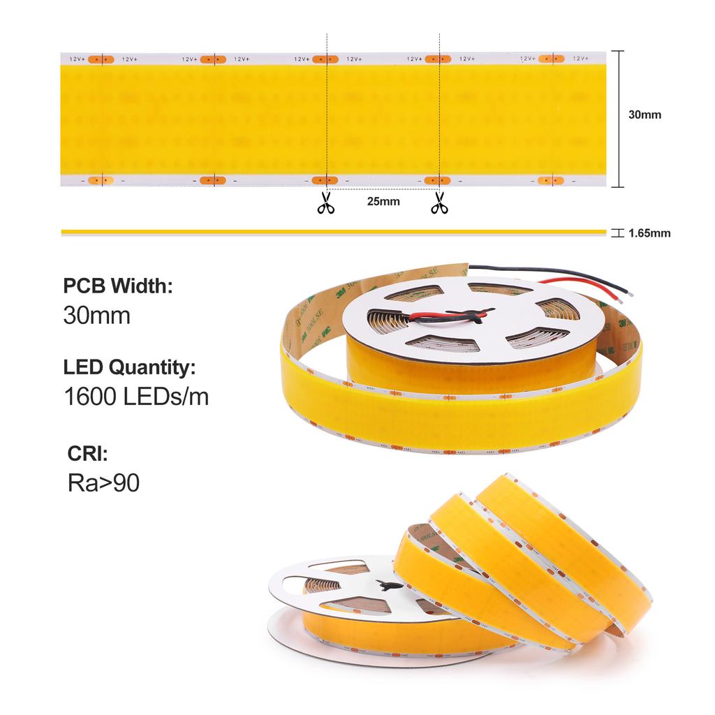 1600Leds/M Super Brighter DC 12V 24V COB Strip 3000K 4000K 6000K IP21 Not Waterproof Home Decor Flexible Ribbon Rope LED Light