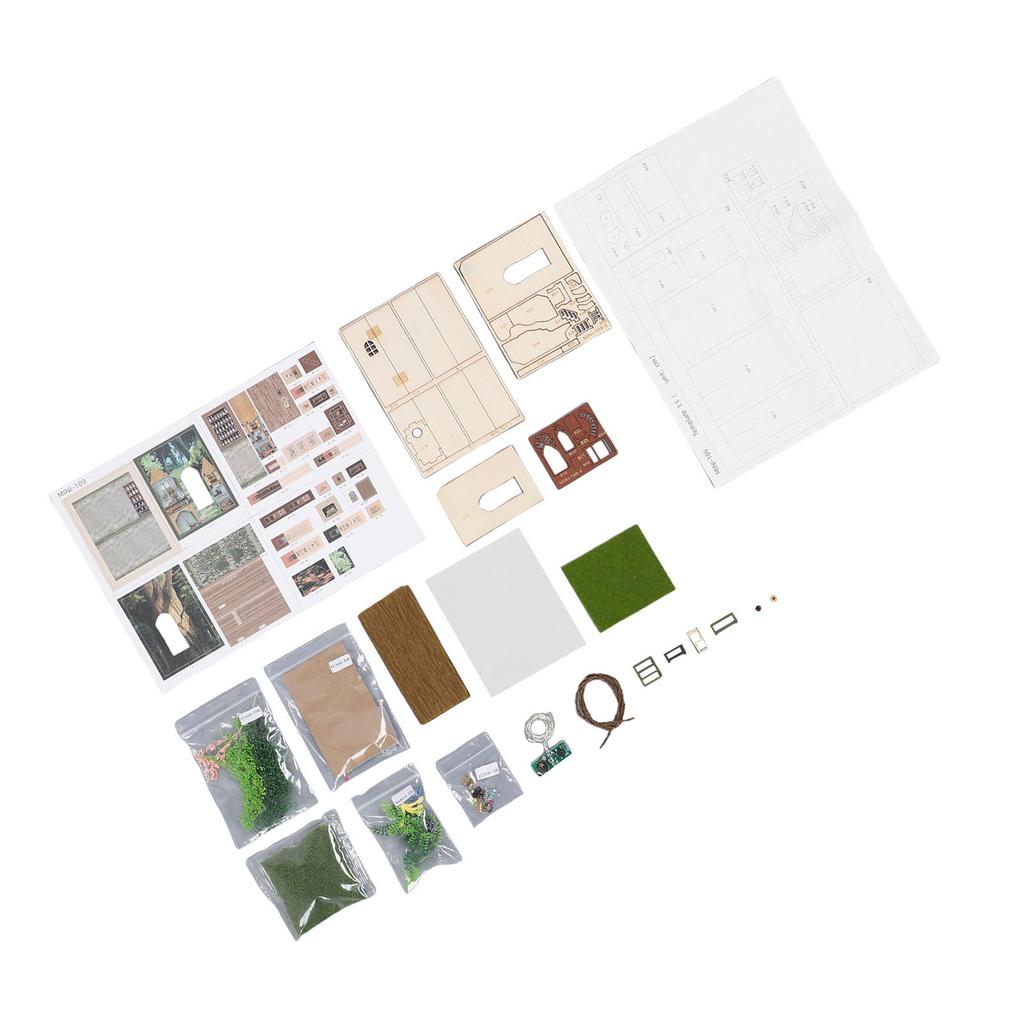 Kit Casă DIY cu Bandă Luminoasă Deschidere Închidere Casă Miniatură din Lemn Kit de Asamblare Masă