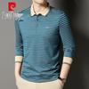 Pierre Cardin Men's Striped Business Casual Long-Sleeve Polo