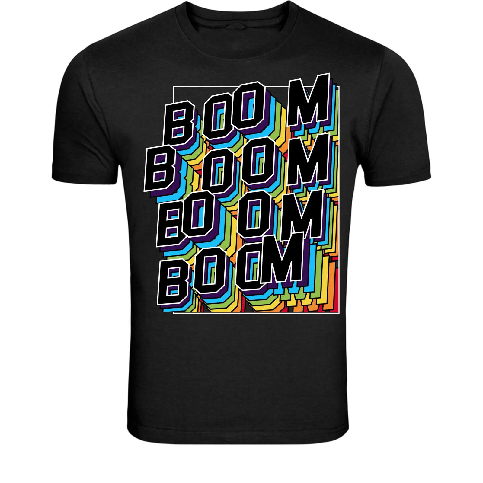 Boom Boom Retro Typography T-Shirt - Colorful Vintage Pop Art XXXL