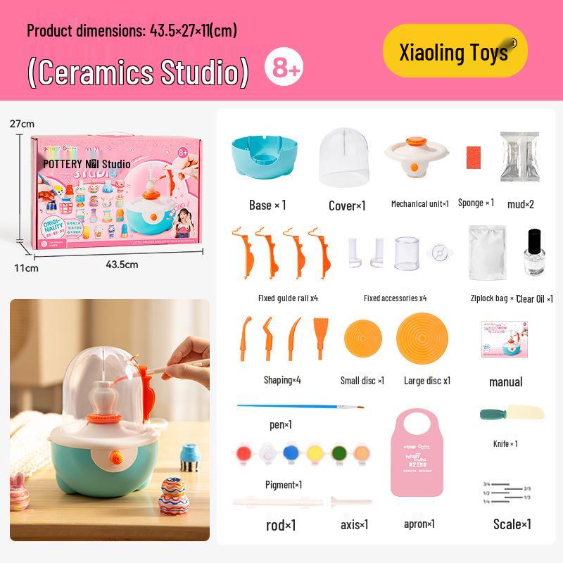 

Детский электрический гончарный круг Xiaoling – Развивающее DIY-развлечение для лепки из глины без обжига