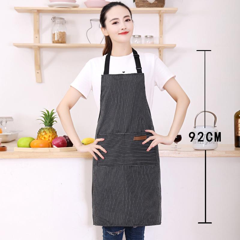 Black White Striped Kitchen Apron Adjustable Oil Repellent Work Apron With 2 Pockets For Men Women Baking Cooking Restaurant