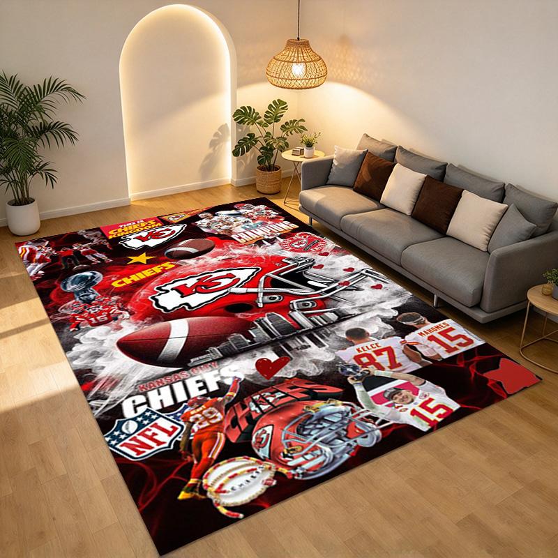 Kansas City Chiefs Living Room Nonslip Area Rug Soft Carpet For Bedroom Game Playroom Sofa Office Home Decor Doormat Christmas Gift C10218