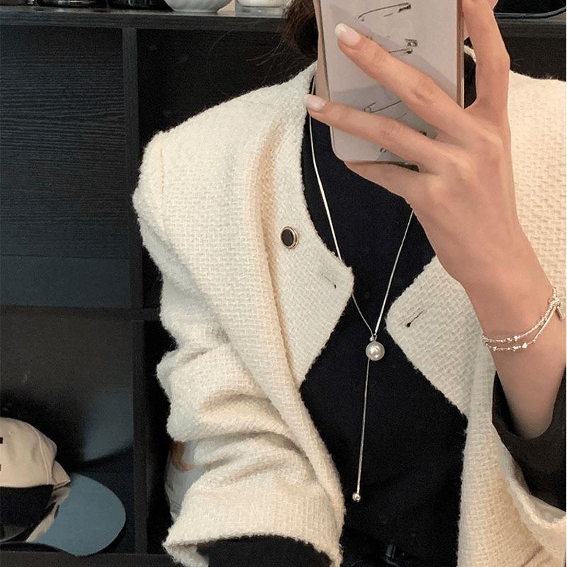 2025 Trendy Titanium Steel Pearl Necklace: Elegant, Colorfast, Versatile Women s Collarbone Chain