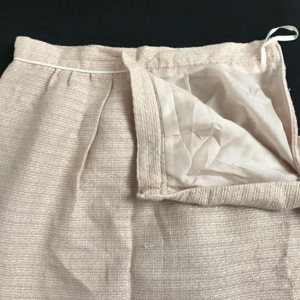 CLEAR IMPRESSION Tweed Kragenloser Rockanzug Damen M Rosa(GEBRAUCHT)