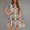 Women's Fashion Casual Round Neck Short Sleeve Ruffle Gradient Printed Dresses