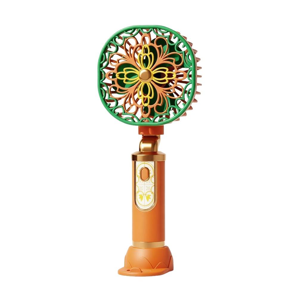 

Portable Pocket Fan Mini Electric Fan Floral Ancient Style Handheld Small Fan помаранчевий