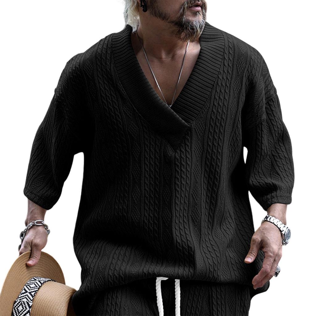 Men'S Large V-Neck Loose Casual Short Sleeved Shirt Sports Top