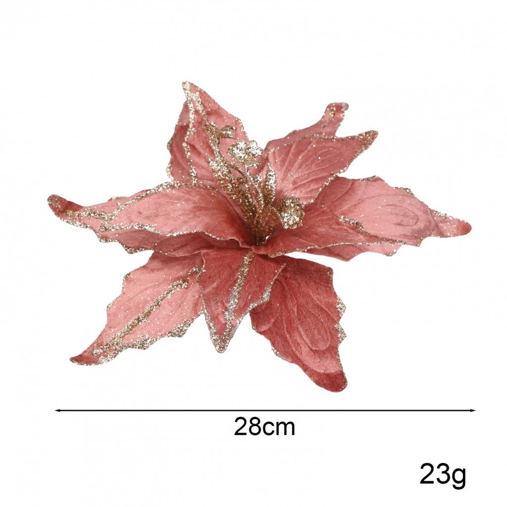 Christmas Poinsettia Flower Glitter Flower Ornament Bling Flowers