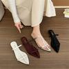 Premium Cross Buckle with Slope Heel One Pedal Beach Cool Slippers Open-toed Cross Fashion Hollow Outer Wear Women