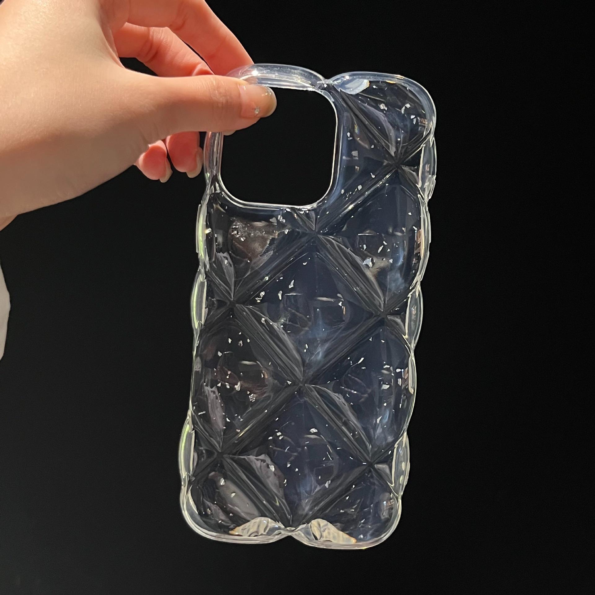 

Epoxy Gold Leaf 3D Diamond Pattern Phone Case for iPhone 17 Pro Max & Apple 14/15/16 Soft Case iPhone 13