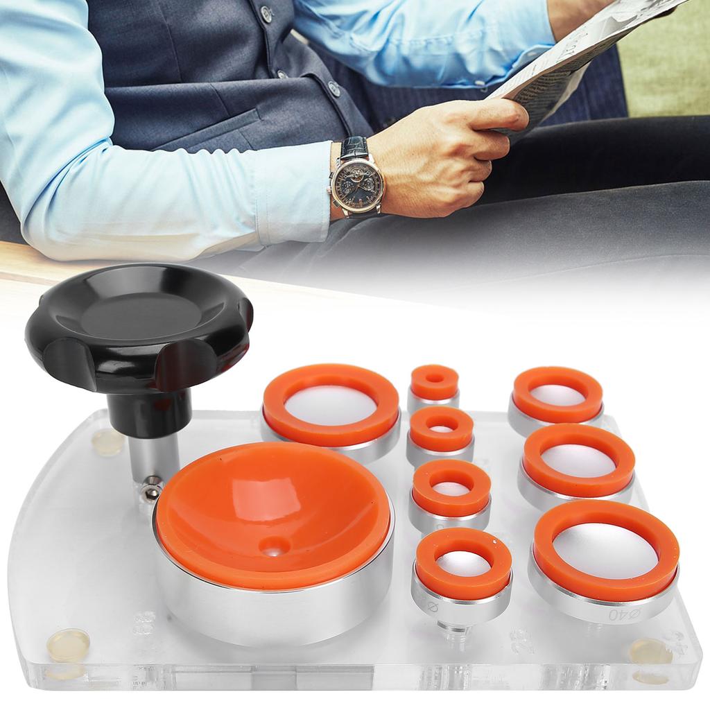 Deschizător de carcase cu ventuză cu 8 matrițe, instrument profesional de deschidere a capacului de ceas pentru ceasornicar