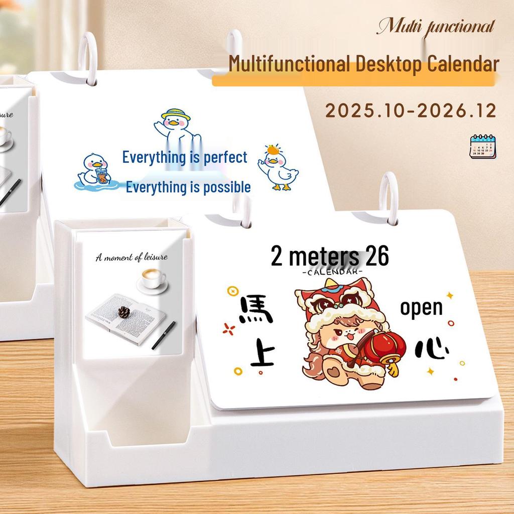 2026 Jahr des Pferdes Acryl Stiftehalter Kalender - Anpassbares Schreibtischornament