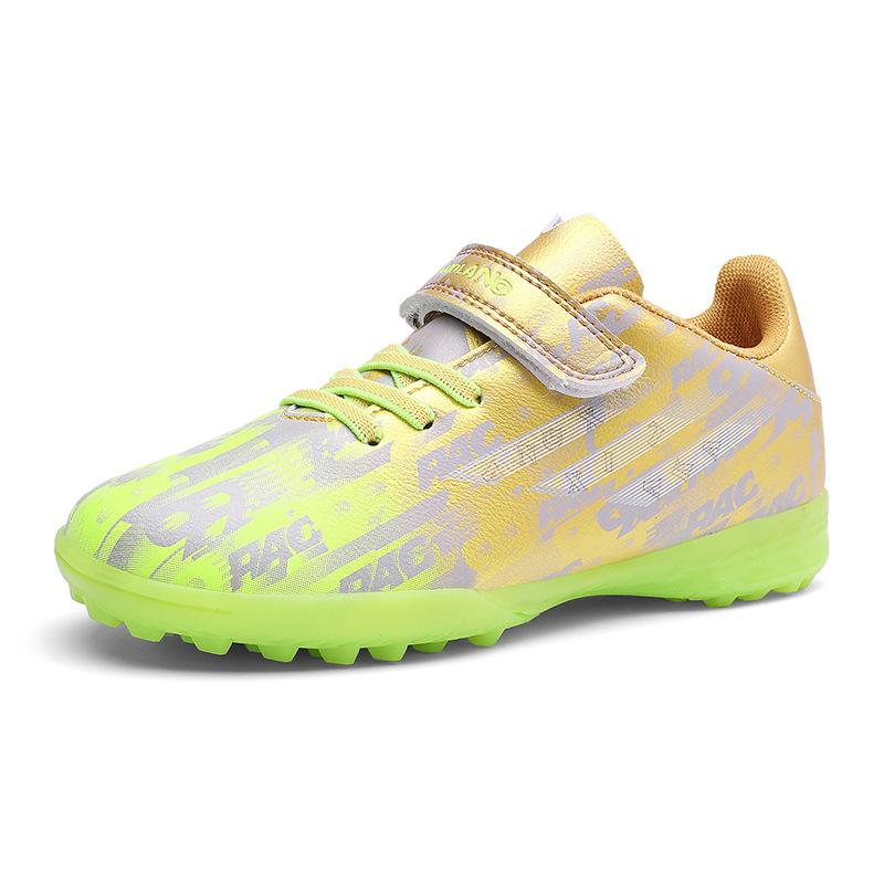 Mandarin duck two-color low-top Velcro children's football shoes broken nails medium and large boys and girls sports running shoes training shoes