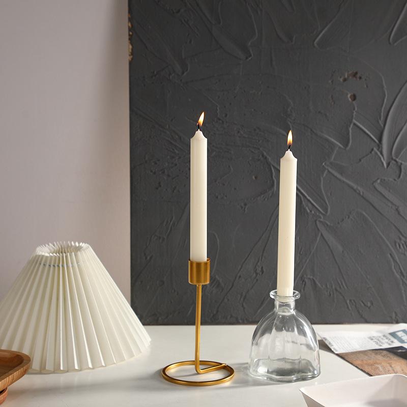 European Classic Serrated Long Pole Candles for Home Dining Table Ornaments Without Odor, Straight Pole White Candles