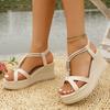 Fashion Women's Sandals Summer Solid Casual Elastic Band Roman Sandals for Women 2025 Wedges Woman Sandles Beach Open Toes Women's Shoes