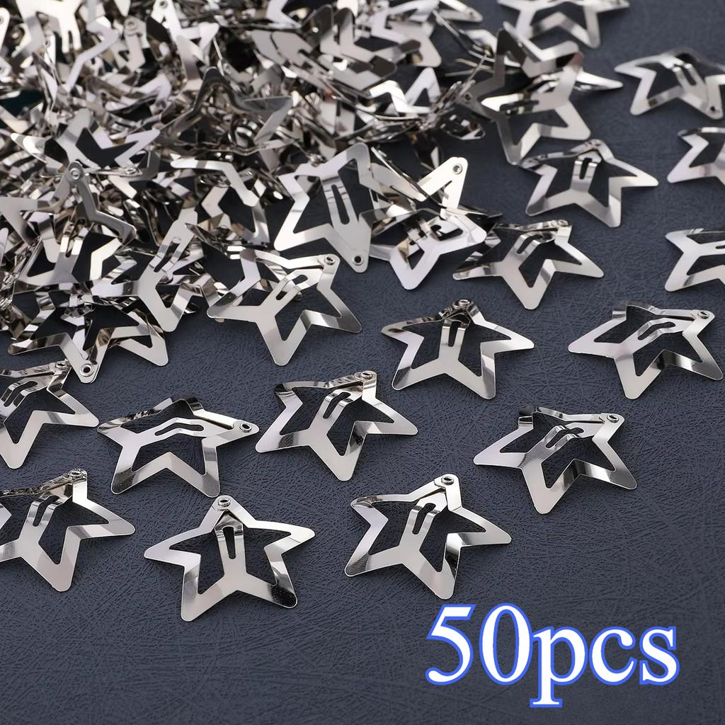 100/50/20/10/5/2 SZT. Klipsy do włosów Y2K w kształcie gwiazdki dla dziewcząt Filigranowa gwiazdka Metalowy klips zatrzaskowy Kobiety Proste wsuwki BB Spinki Akcesoria do włosów