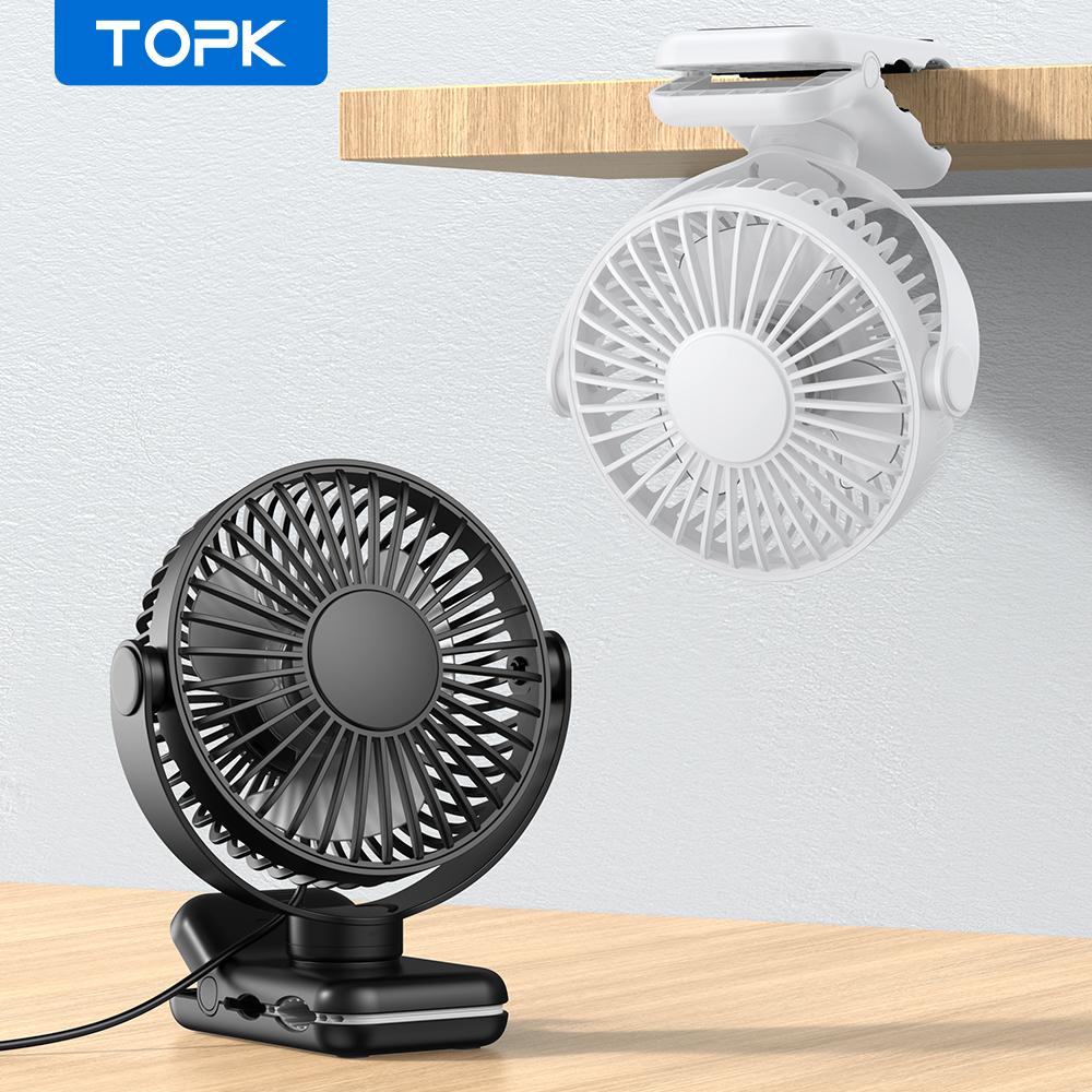 Topk Usb Clip On Desk Fan Brushless Motor Powerful Airflow Sturdy Clamp Ultra Quiet Portable Mini Personal Fan Office Bedroom