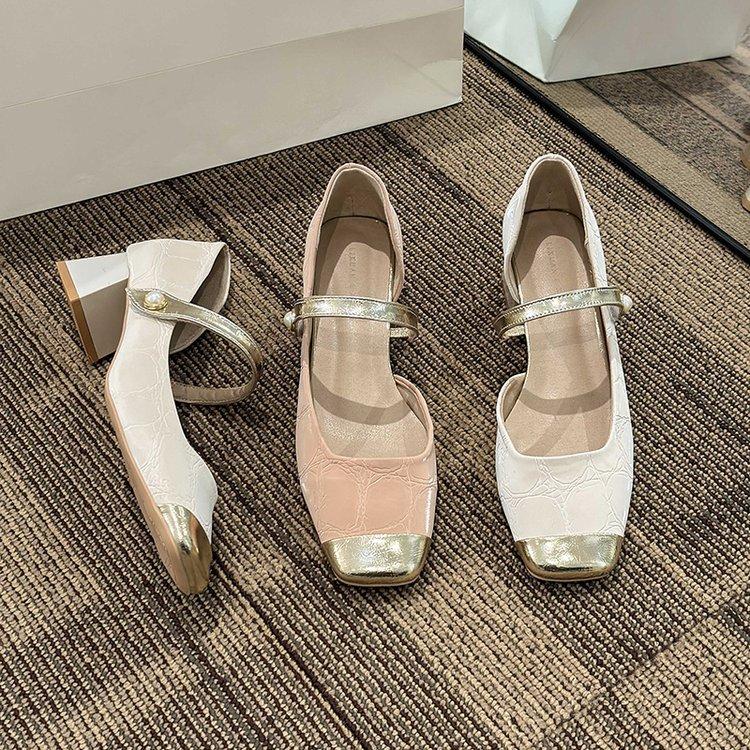[Youshilai] Internet celebrities have the same single shoes for women's 2025 spring new gentle and versatile shallow mouth square head Mary Jane shoes