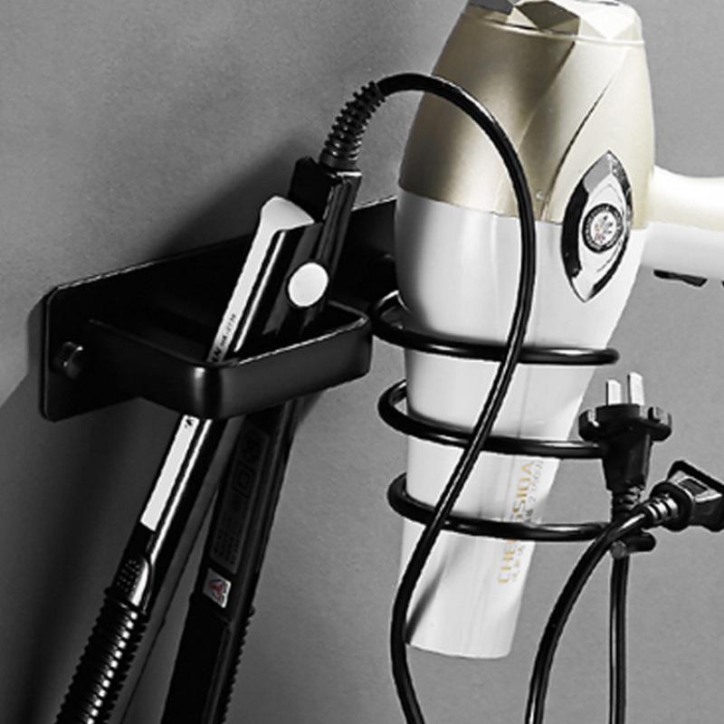 Space Aluminum No-Drill Hair Dryer & Storage Rack Wall Mount