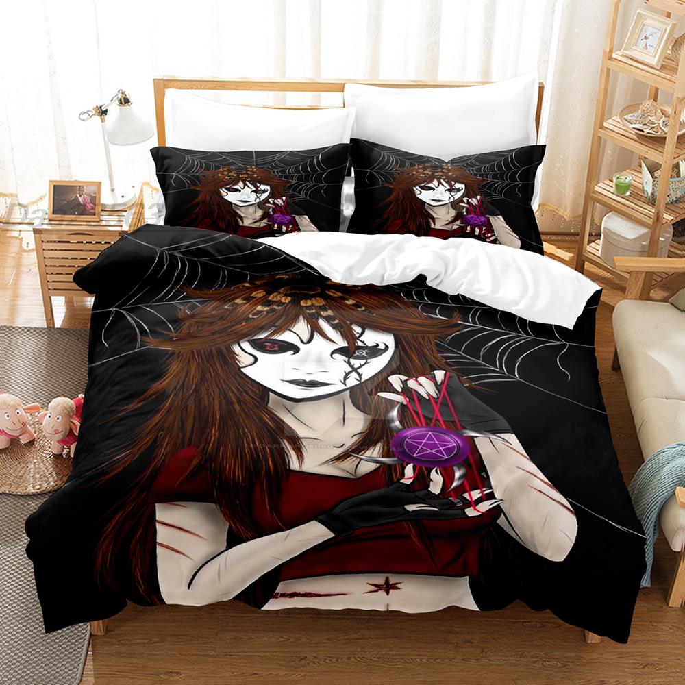 Creepypasta Bedding Set Single Twin Full Queen King Size Bed Set Adult Kid Bedroom Duvet Cover Sets 3D Print Anime Bed Sheet Set