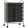 VidaXL Mobile Storage Cart with 15 Drawers XXL Black Plastic