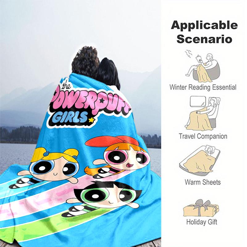 1PC The Powerpuff Girls Printed Blanket, All Season Lightweight Home Office Outdoor Nap Multifunctional Blanket A12