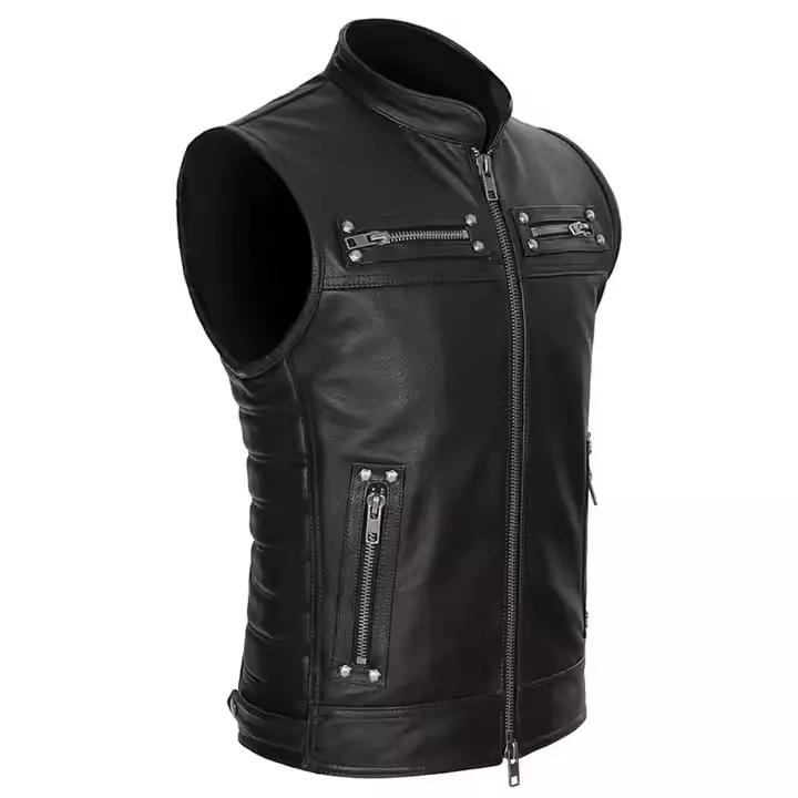 New Men Black Vest Coat Real Leather Handmade Genuine Lambskin Stylish Classic