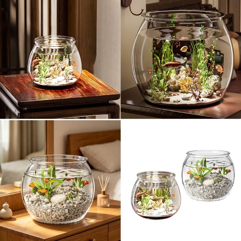 Modern Round Fish Bowl PET Plastic Perfect As Desktop Or Table Decoration For Kids And Adults