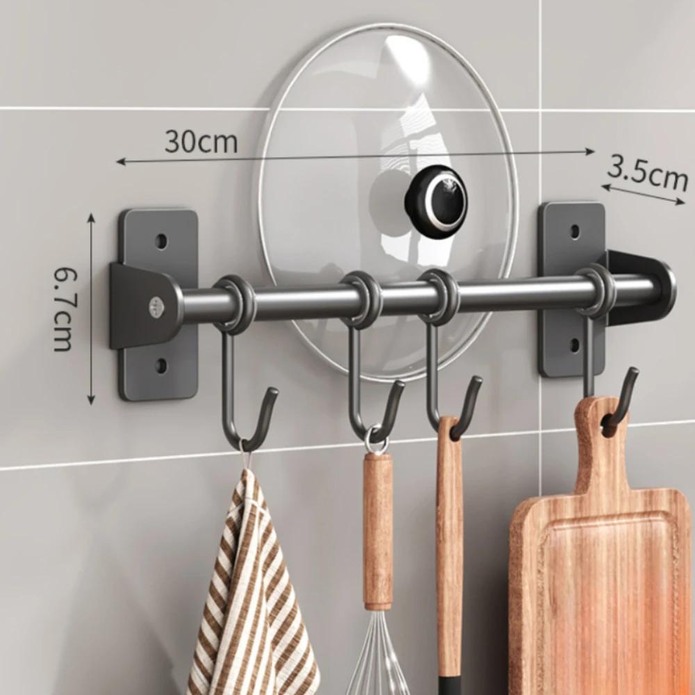 Kitchen Hook Rack Stainless Steel Wall Shelves Storage Utensils Holder Kitchen Accessories Organizer Wall Storage Rack No Punch