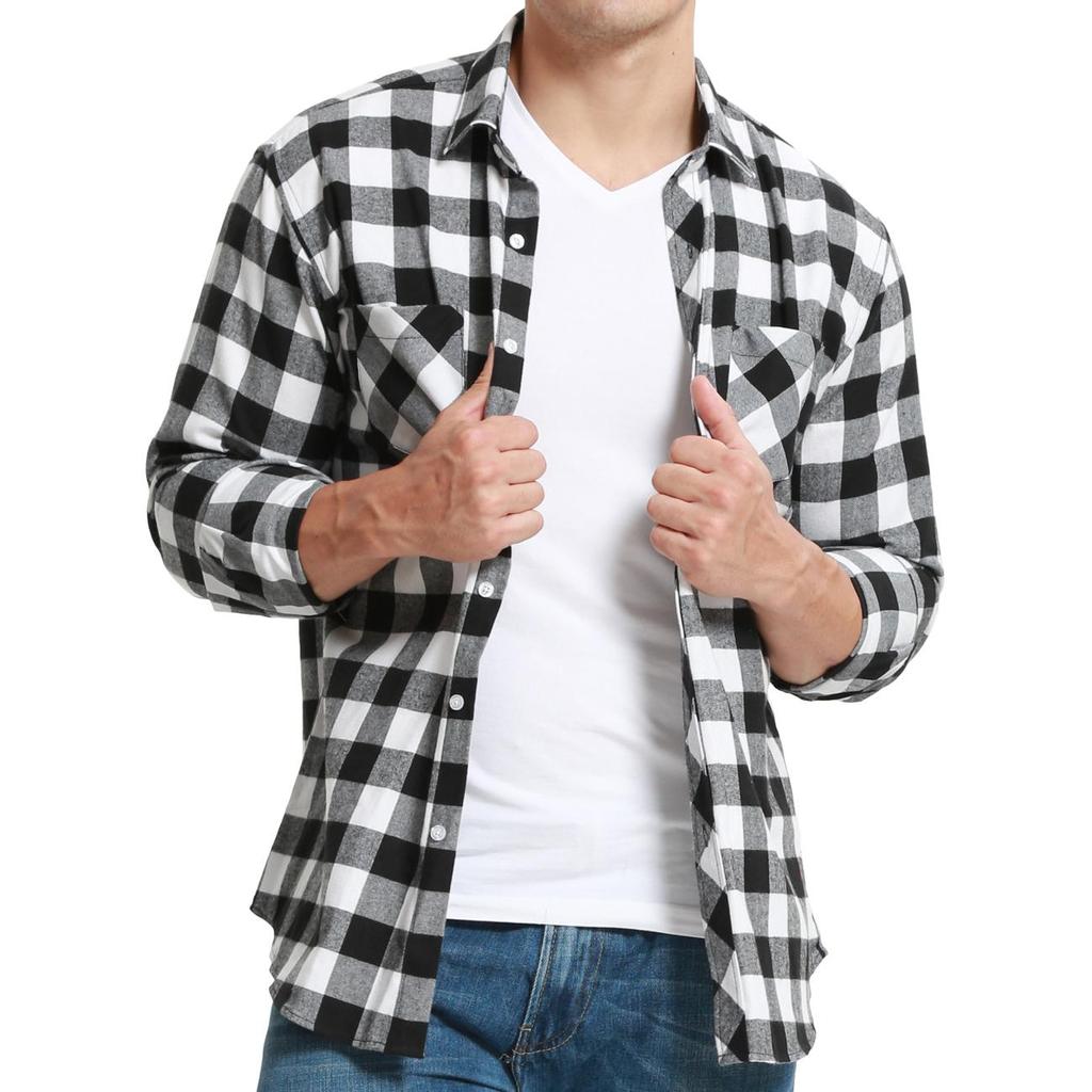 Buy Dioufond Men Plaid Flannel Shirts 